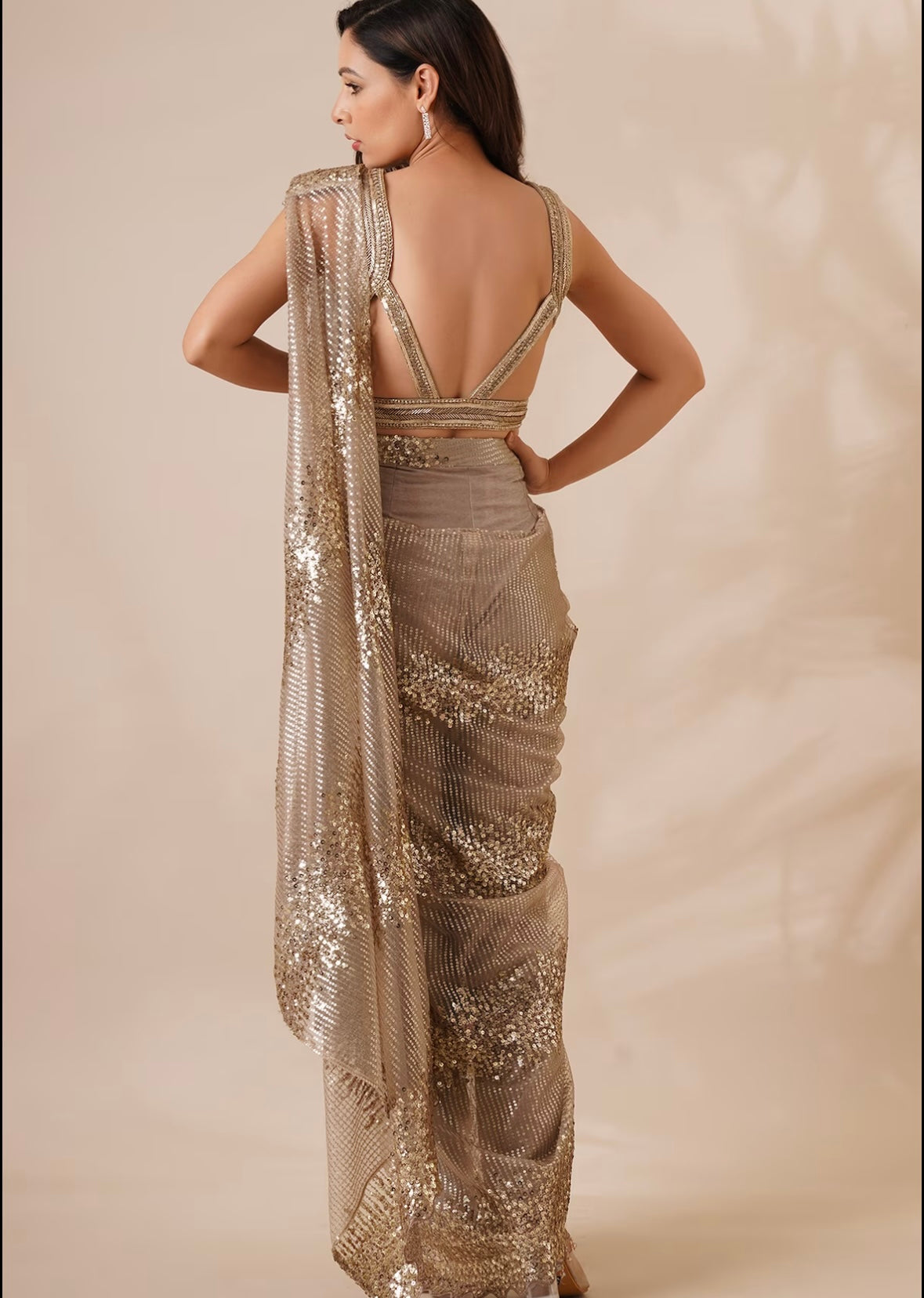 Sequin Gold Pant Saree