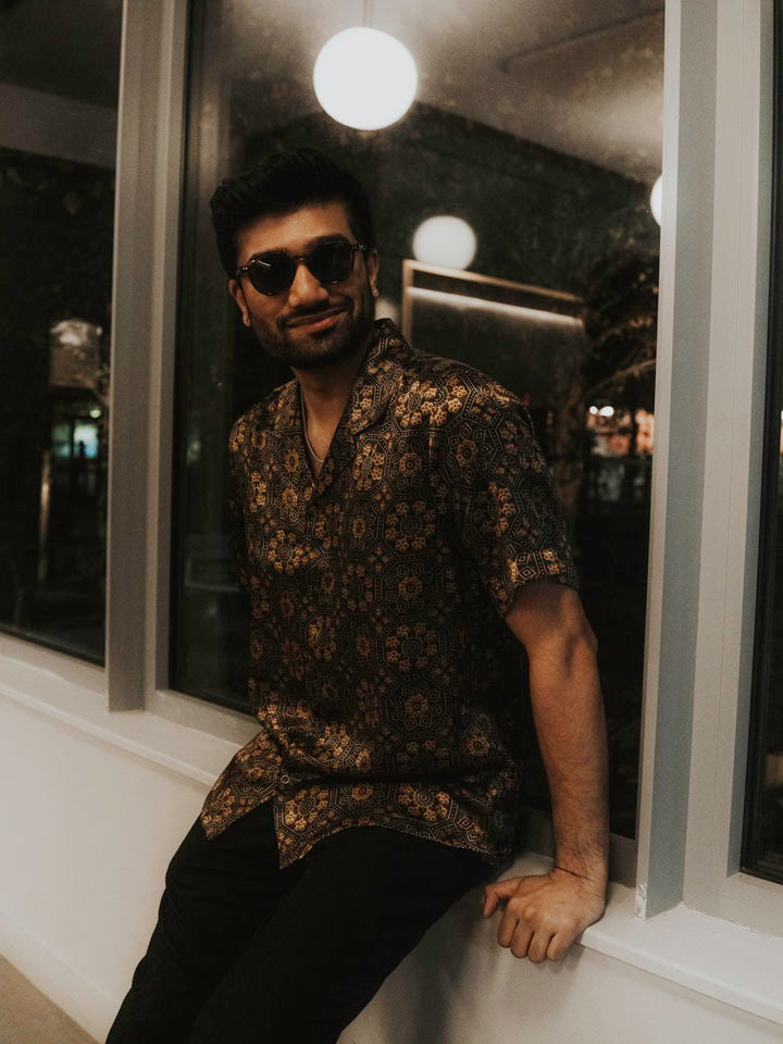 Indowestern Shirt - Golden Bronze