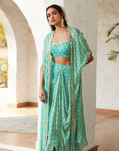 Cape & Skirt Set - Basanti Kapde Aur Koffee