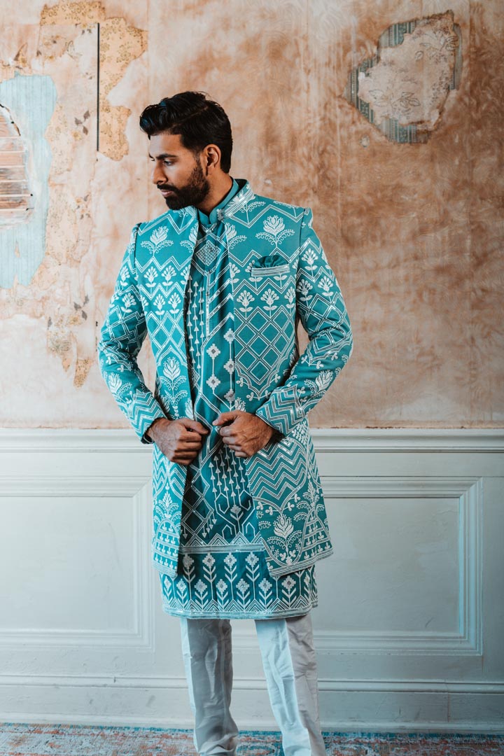 Turquoise Kurta & Jacket