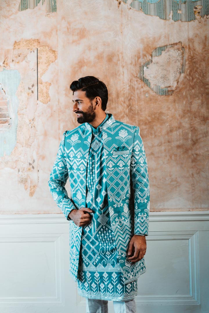 Turquoise Kurta & Jacket