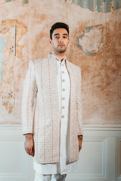 White & Gold Kurta Set