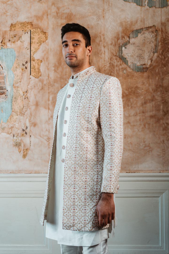 White & Gold Kurta Set