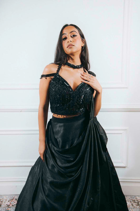 Satin Black Lehenga