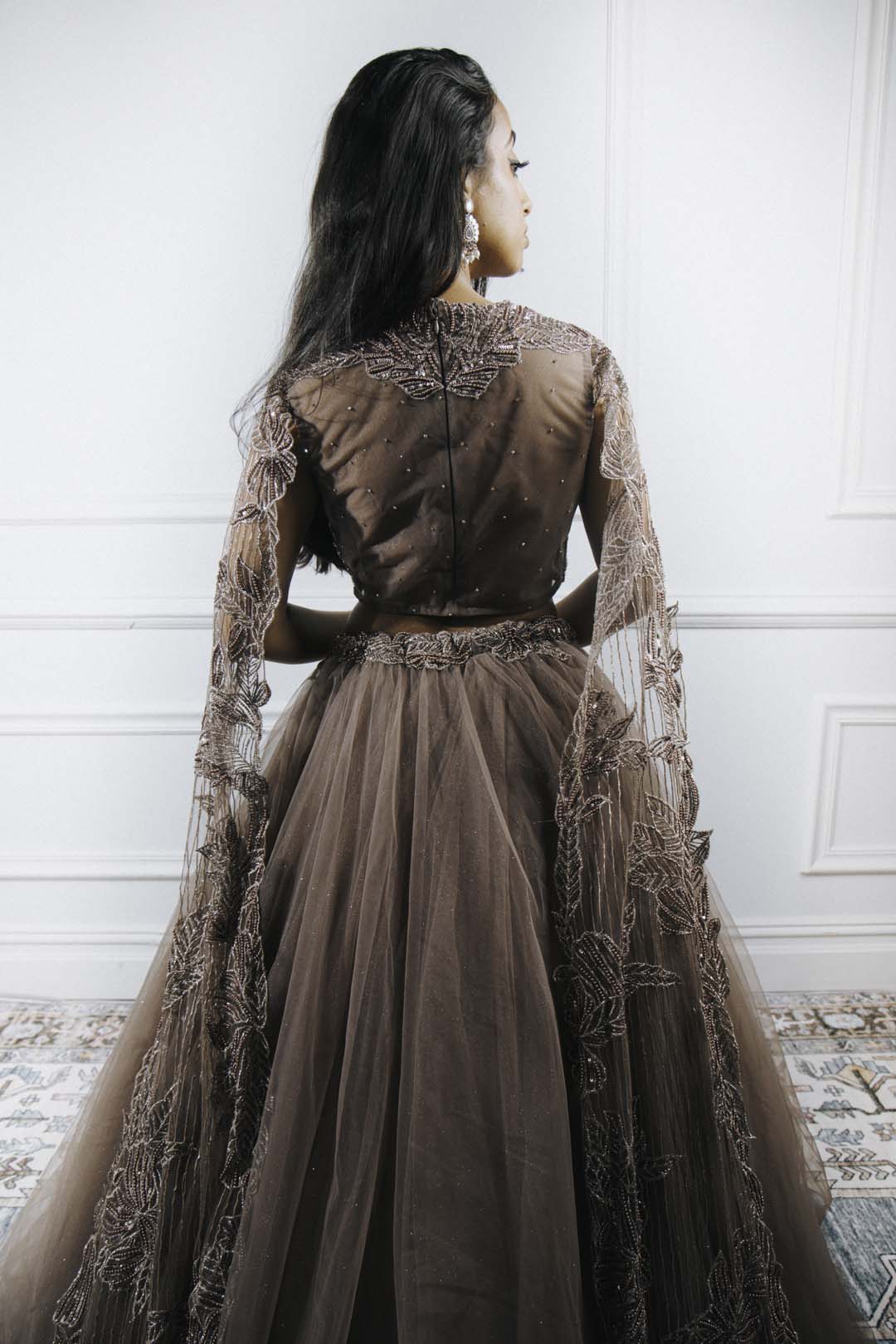 Mauve Floral Beaded Lehenga