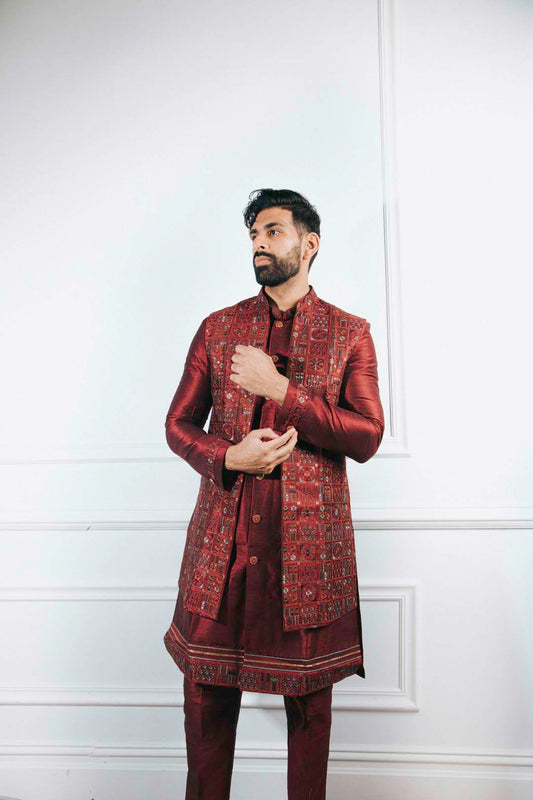 Regal Red Indowestern Set