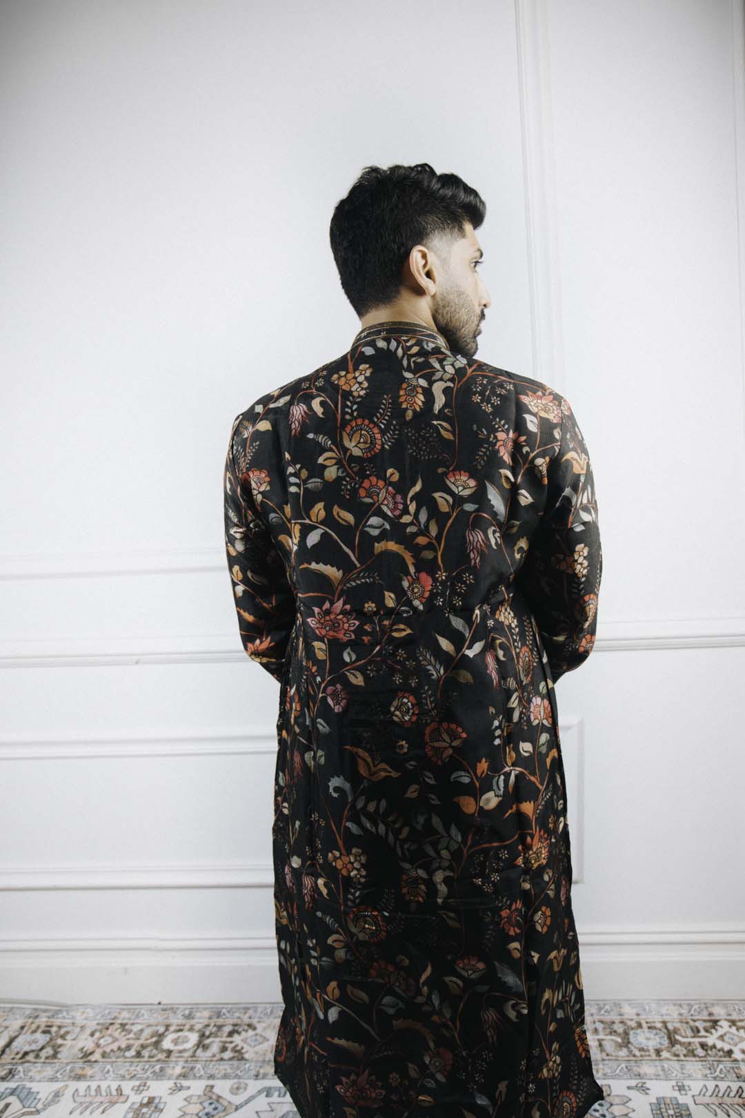 Black Floral Kurta Set