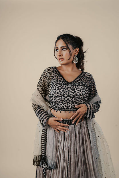 Black & Taupe Lehenga