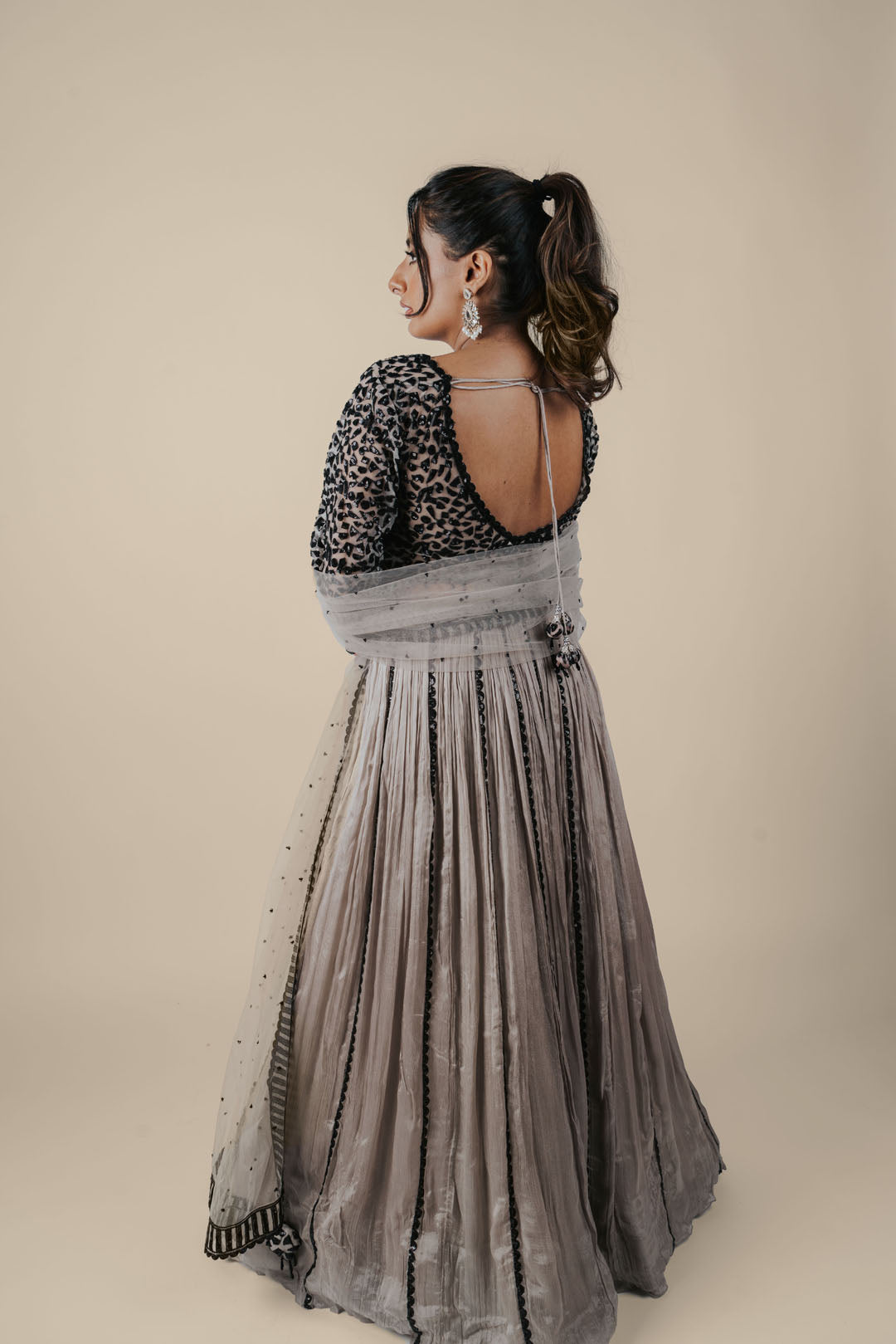 Black & Taupe Lehenga