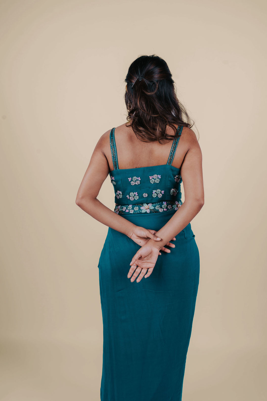 Teal Dhoti Skirt Set